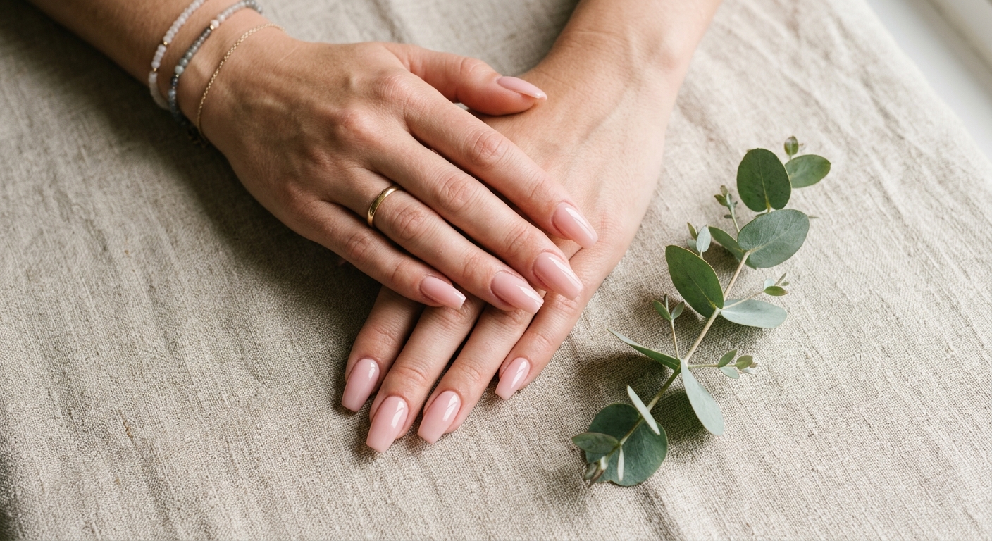 Acrylic coffin set in soft blush