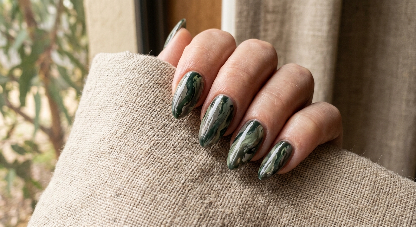 River-gum inspired set in deep forest tones